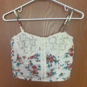 Floral lace corset crop top XS
